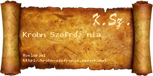 Krohn Szofrónia névjegykártya